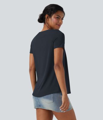 Square Neck Short Sleeve Casual Top Square Neck Short Sleeve Casual Top