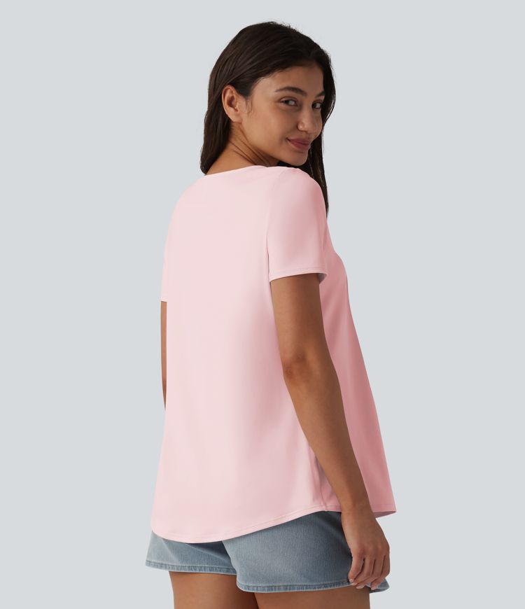 Square Neck Short Sleeve Casual Top