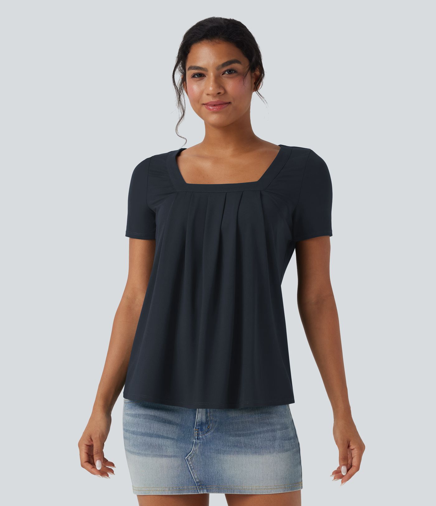 Square Neck Short Sleeve Casual Top Square Neck Short Sleeve Casual Top
