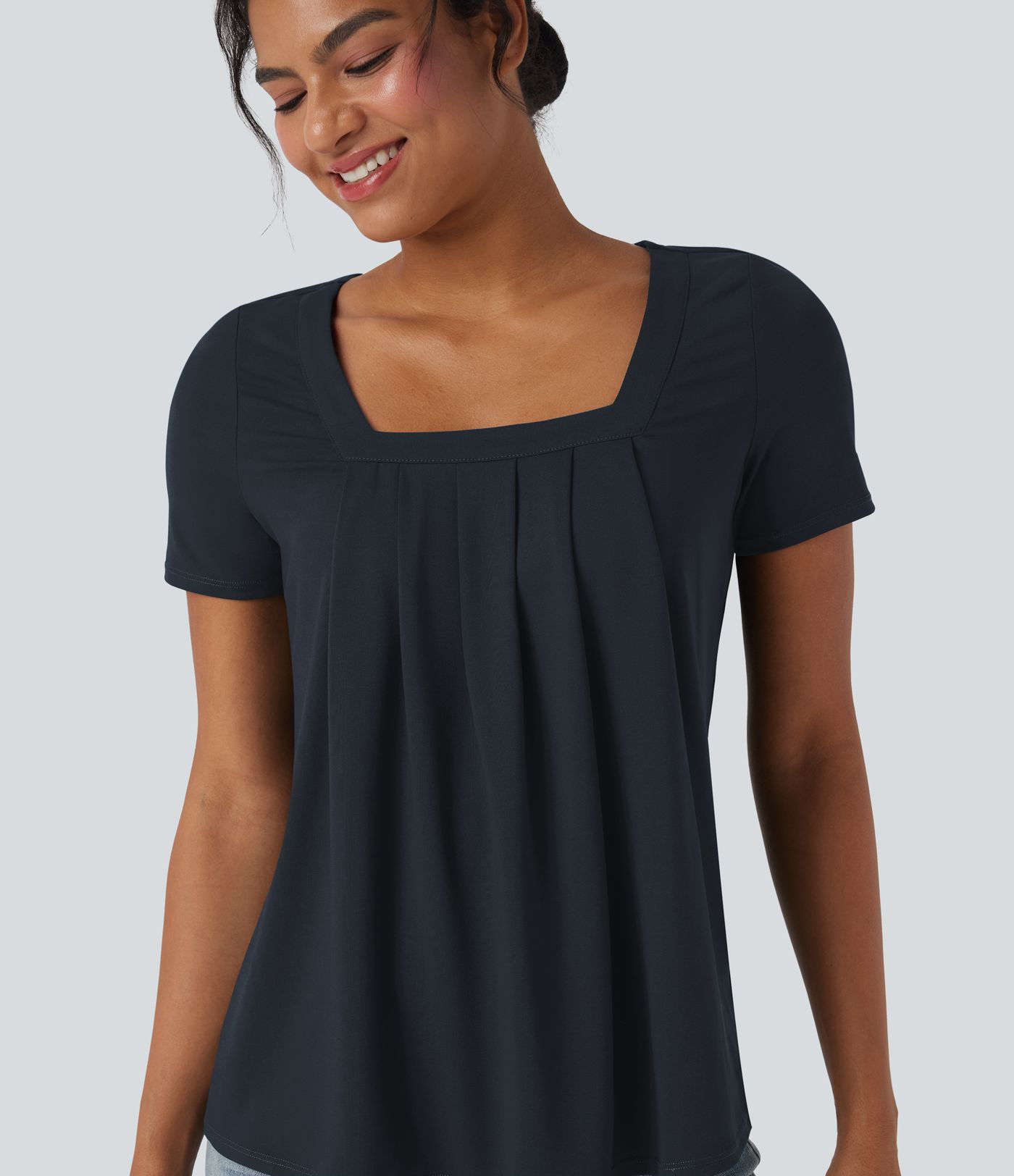 Square Neck Short Sleeve Casual Top Square Neck Short Sleeve Casual Top