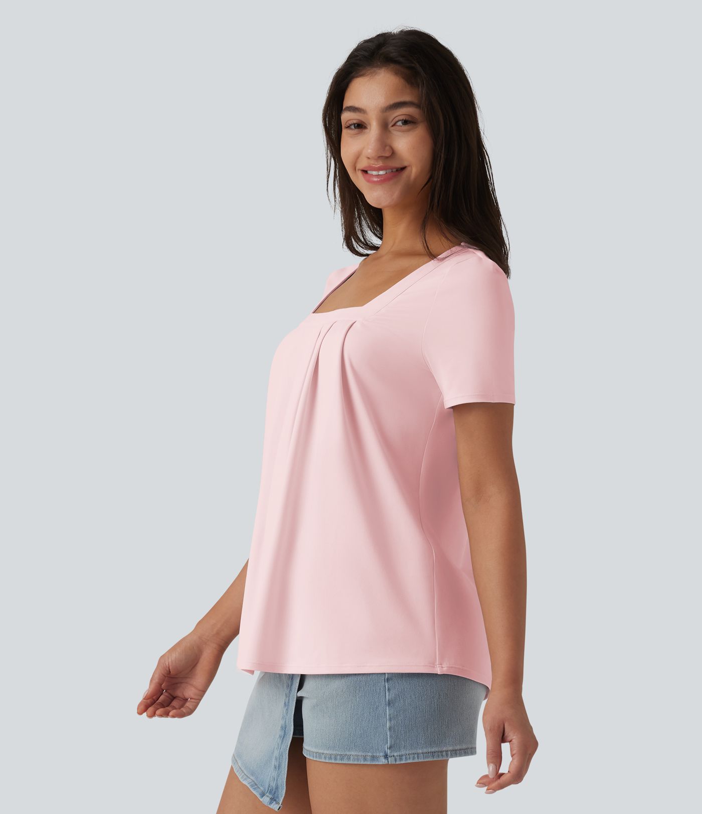 Square Neck Short Sleeve Casual Top
