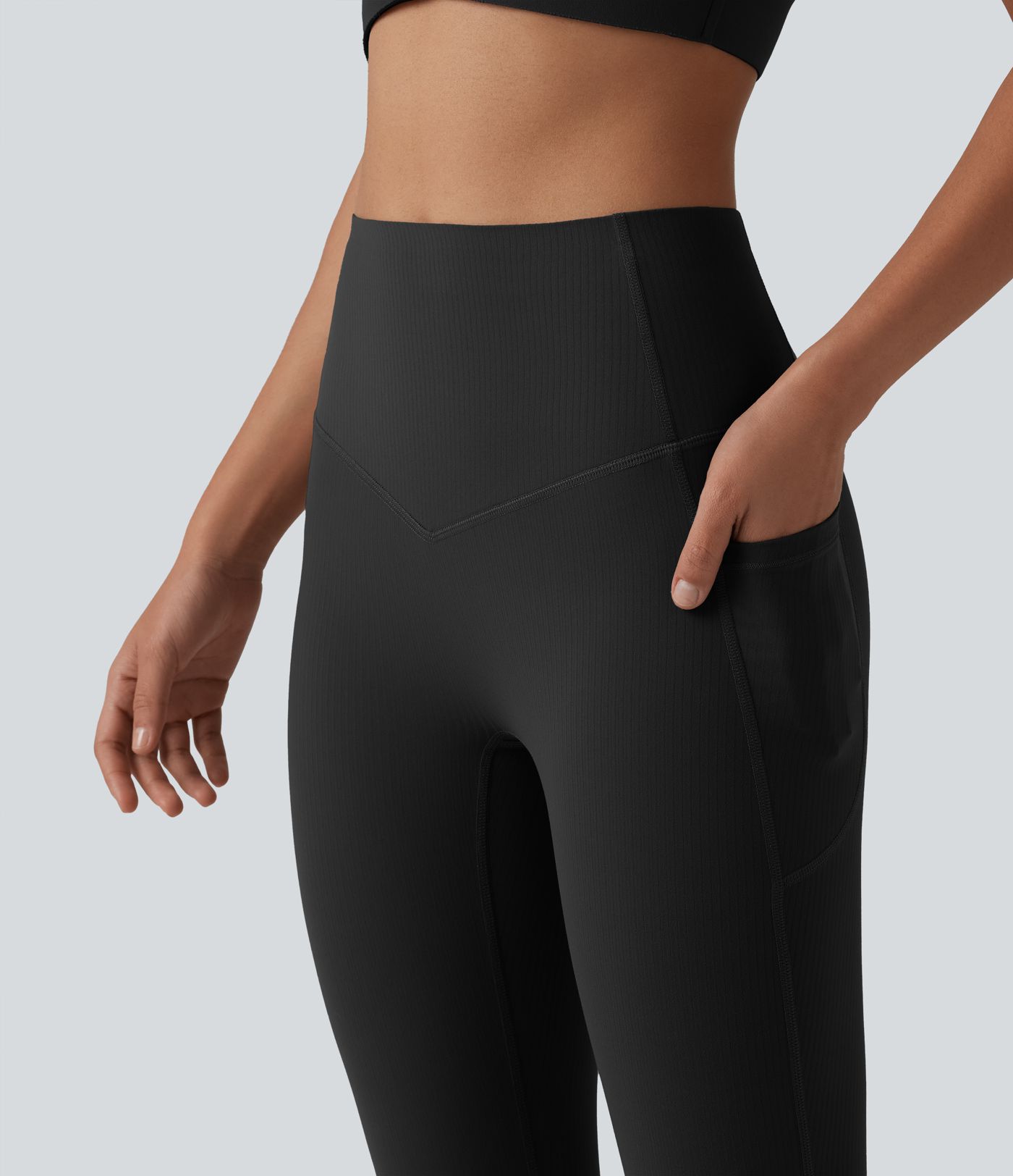 Halara UltraSculpt™ Ribbed High Waisted Tummy Control Yoga Leggings with Pockets Halara UltraSculpt™ Ribbed High Waisted Tummy Control Yoga Leggings with Pockets