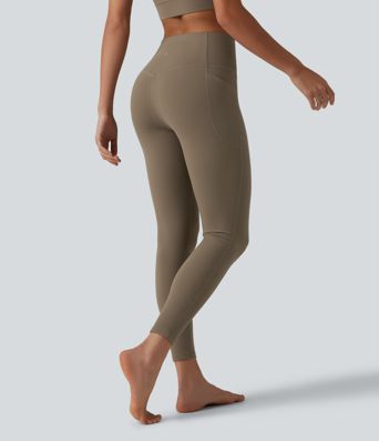Halara UltraSculpt™ - Gerippte Yoga-Leggings mit hohem Bund, Seitentaschen und Bauchkontrolle