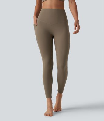 Halara UltraSculpt™ - Gerippte Yoga-Leggings mit hohem Bund, Seitentaschen und Bauchkontrolle
