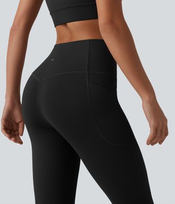 Halara UltraSculpt™ Ribbed High Waisted Tummy Control Yoga Leggings with Pockets Halara UltraSculpt™ Ribbed High Waisted Tummy Control Yoga Leggings with Pockets