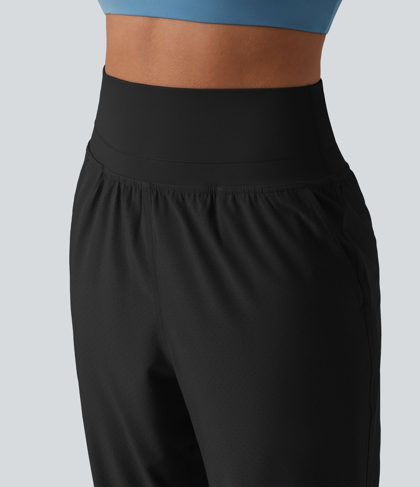 High Waisted Tummy Control 2-in-1 Perforated Quick Dry Running Joggers with Pockets