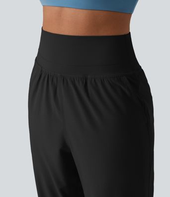 High Waisted Tummy Control 2-in-1 Perforated Quick Dry Running Joggers with Pockets