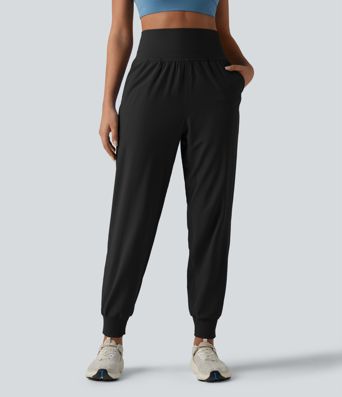High Waisted Tummy Control 2-in-1 Perforated Quick Dry Running Joggers with Pockets