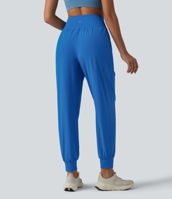 High Waisted Tummy Control 2-in-1 Perforated Quick Dry Running Joggers with Pockets
