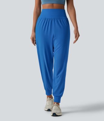 High Waisted Tummy Control 2-in-1 Perforated Quick Dry Running Joggers with Pockets