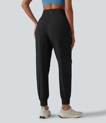 High Waisted Tummy Control 2-in-1 Perforated Quick Dry Running Joggers with Pockets