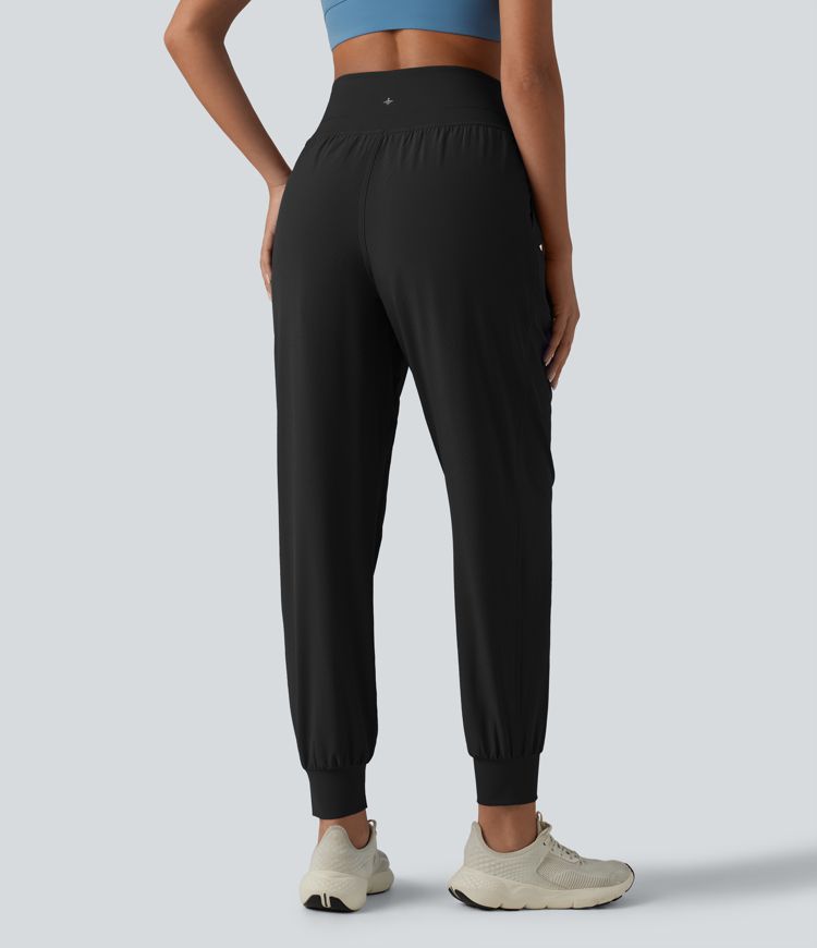 High Waisted Tummy Control 2-in-1 Perforated Quick Dry Running Joggers with Pockets