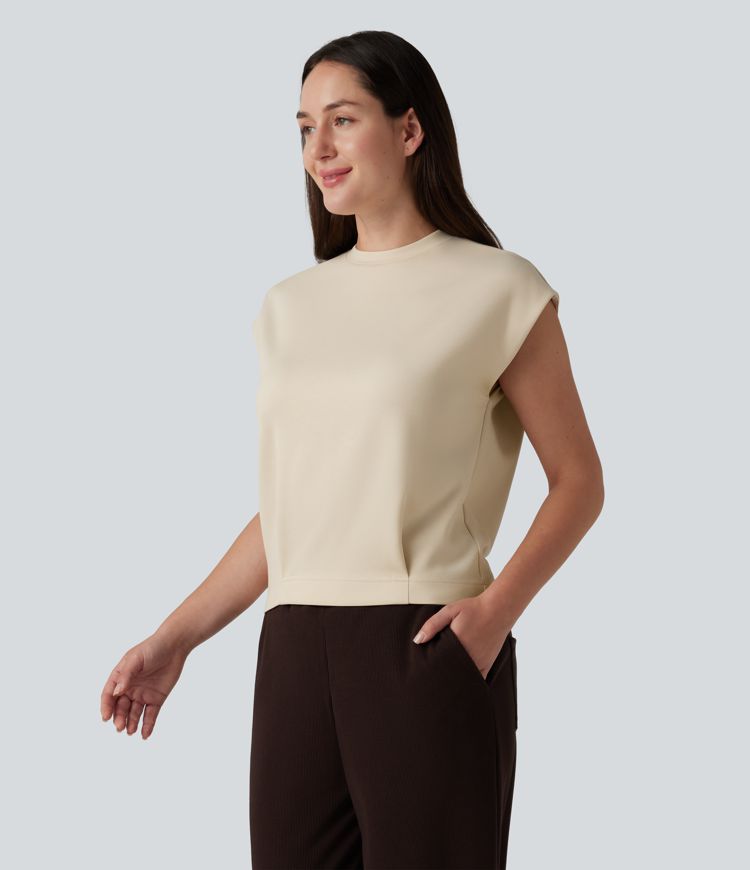 Round Neck Cap Sleeve Casual T-Shirt