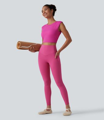 Softlyzero™ Airy - Verkürztes, ärmelloses Yoga-Sport-Top mit Rundhalsausschnitt, integriertem BH und Cool-Touch