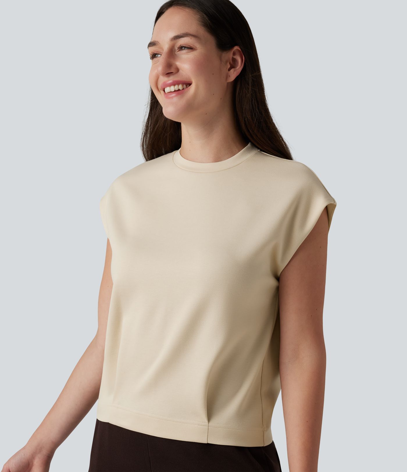 Round Neck Cap Sleeve Casual T-Shirt