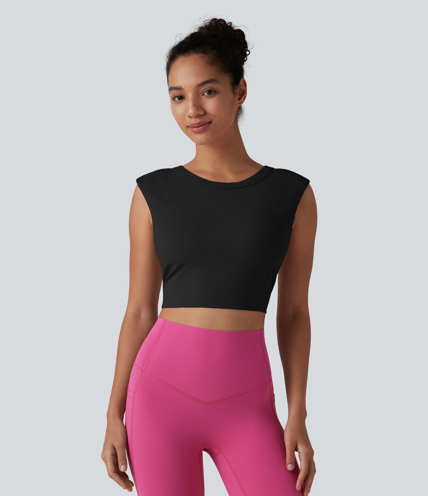 SoftlyZero™ Airy Round Neck Built-in Bra Sleeveless Cool Touch Cropped Yoga Sports Top SoftlyZero™ Airy Round Neck Built-in Bra Sleeveless Cool Touch Cropped Yoga Sports Top