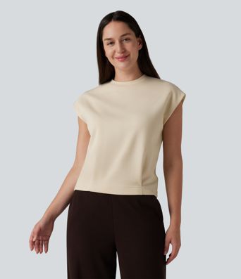 Round Neck Cap Sleeve Casual T-Shirt