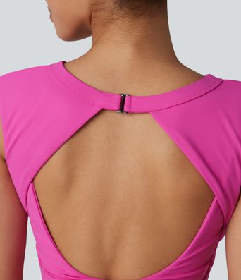 Softlyzero™ Airy - Verkürztes, ärmelloses Yoga-Sport-Top mit Rundhalsausschnitt, integriertem BH und Cool-Touch