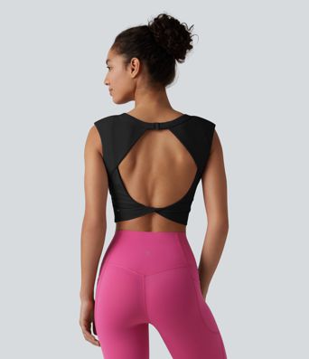 SoftlyZero™ Airy Round Neck Built-in Bra Sleeveless Cool Touch Cropped Yoga Sports Top SoftlyZero™ Airy Round Neck Built-in Bra Sleeveless Cool Touch Cropped Yoga Sports Top