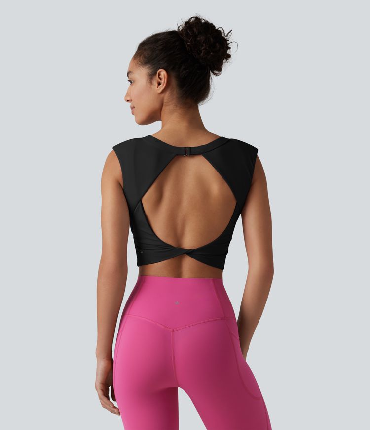 SoftlyZero™ Airy Round Neck Built-in Bra Sleeveless Cool Touch Cropped Yoga Sports Top SoftlyZero™ Airy Round Neck Built-in Bra Sleeveless Cool Touch Cropped Yoga Sports Top