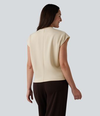 Round Neck Cap Sleeve Casual T-Shirt