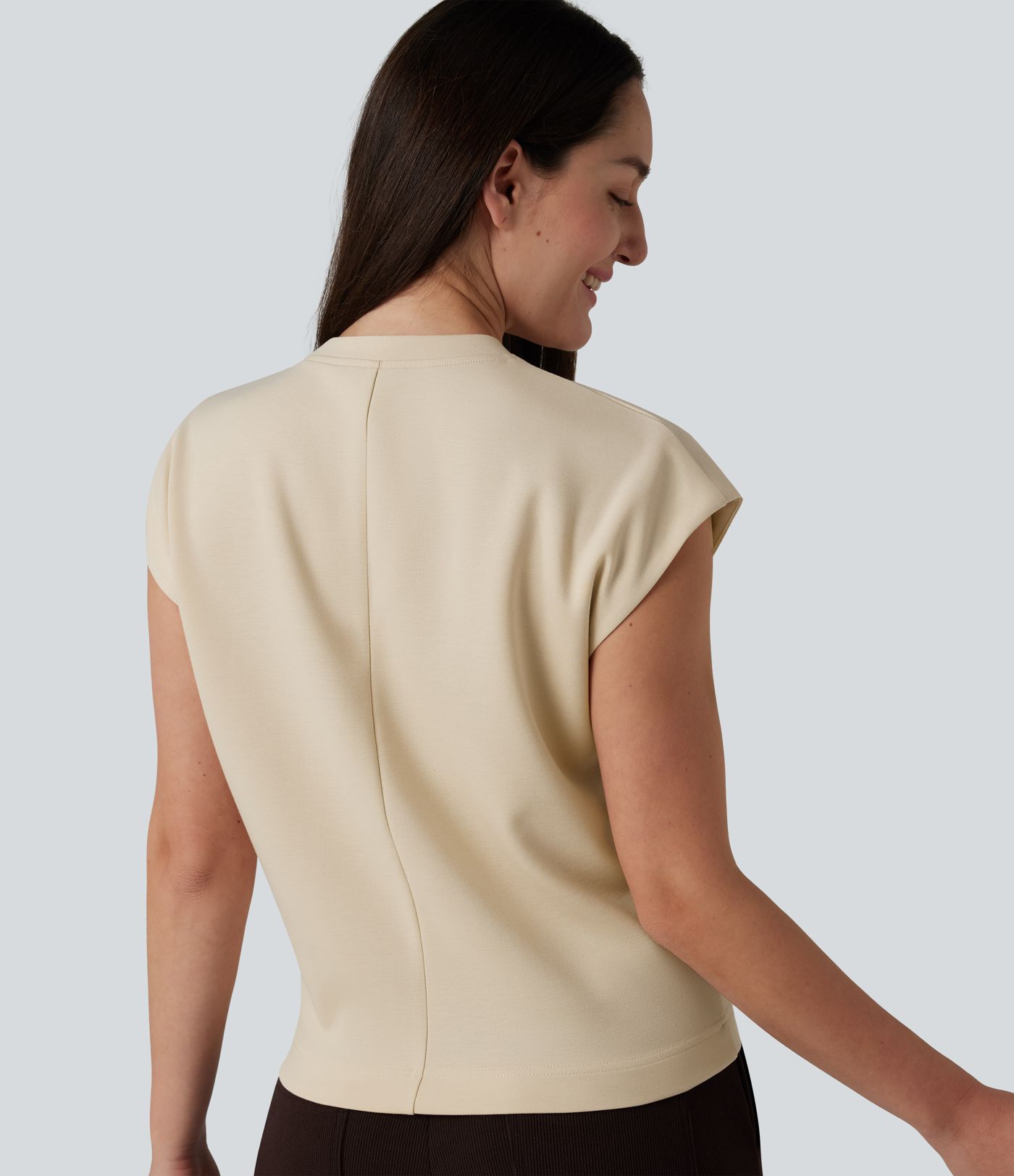 Round Neck Cap Sleeve Casual T-Shirt