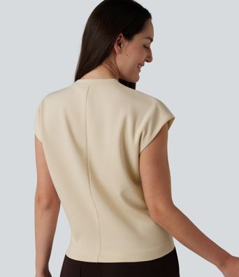 Round Neck Cap Sleeve Casual T-Shirt