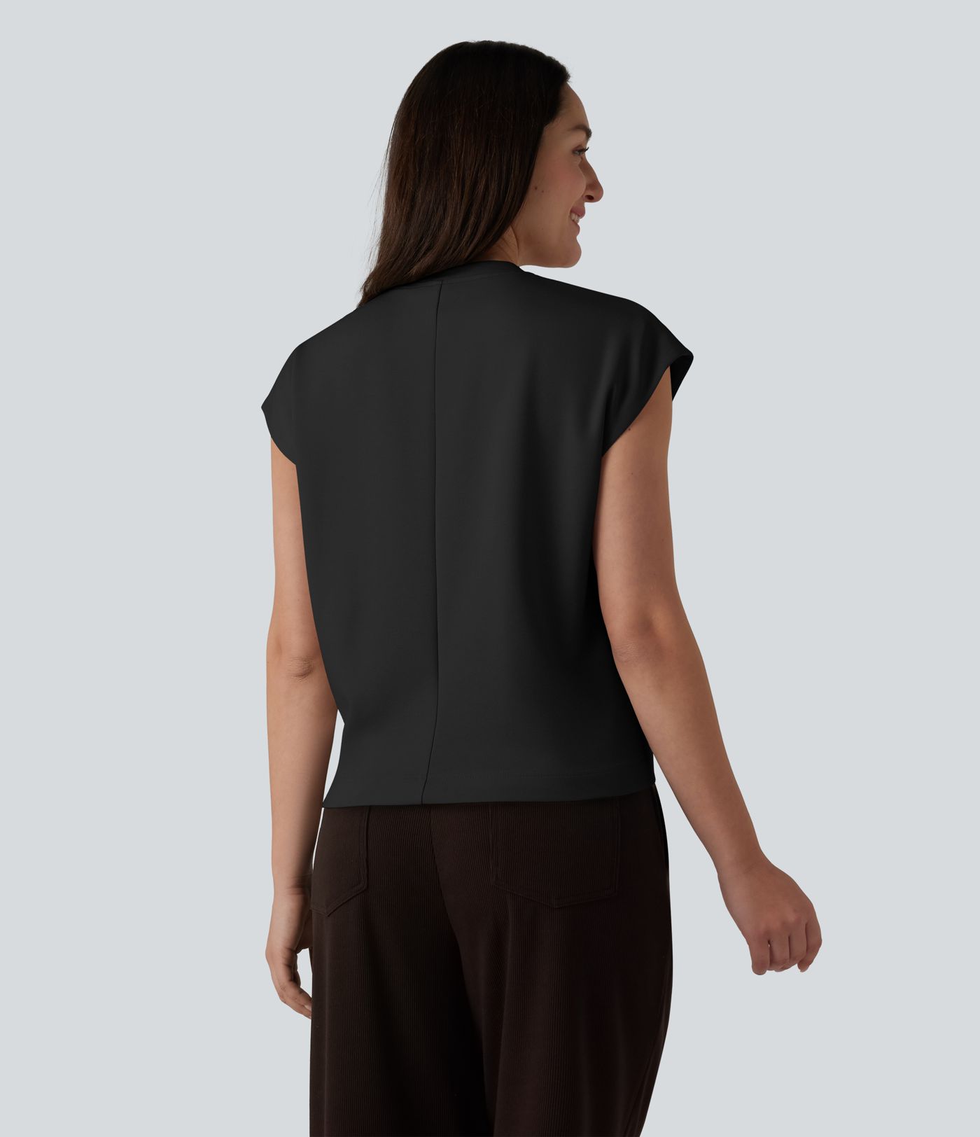 Round Neck Cap Sleeve Casual T-Shirt
