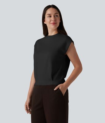 Round Neck Cap Sleeve Casual T-Shirt