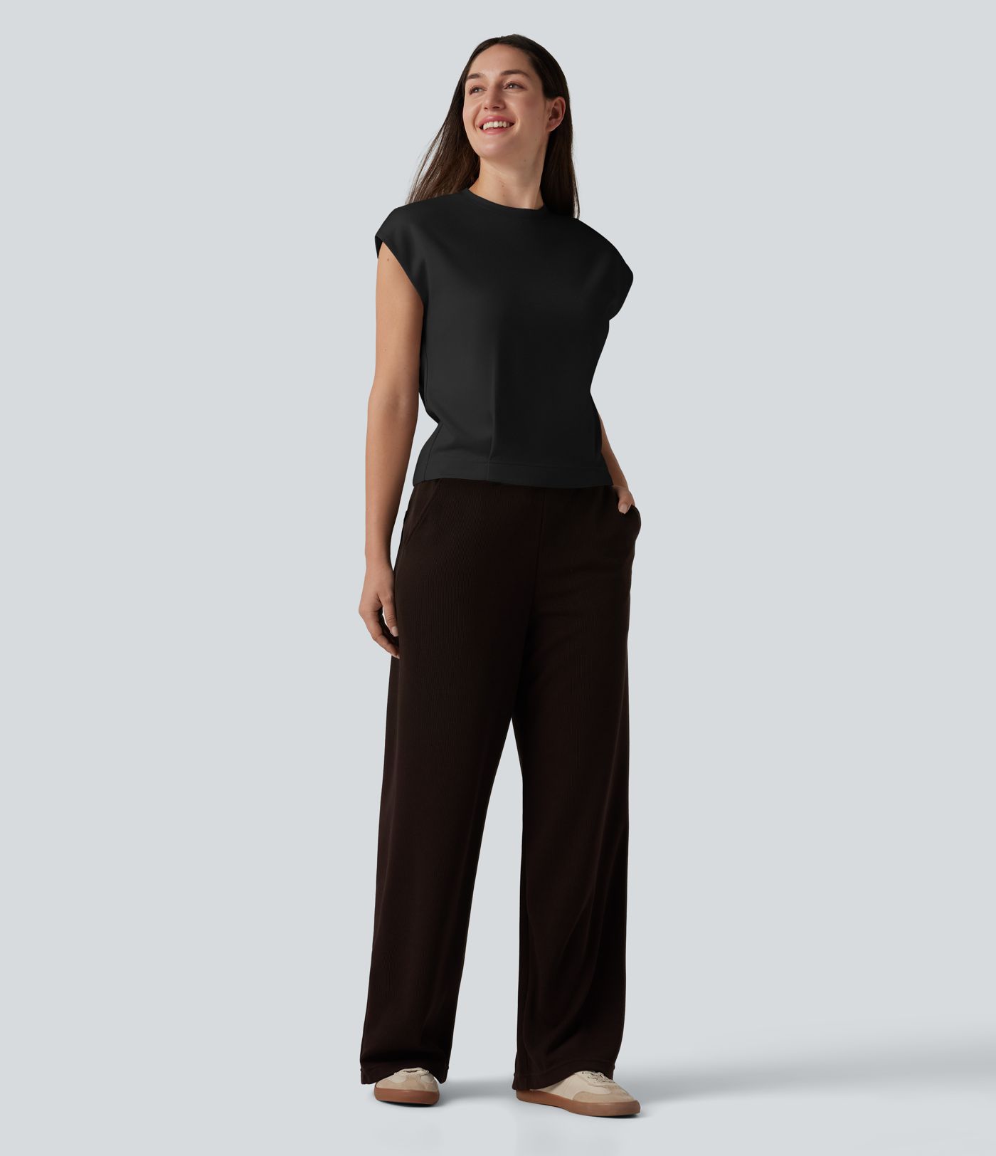 Round Neck Cap Sleeve Casual T-Shirt