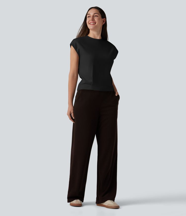 Round Neck Cap Sleeve Casual T-Shirt