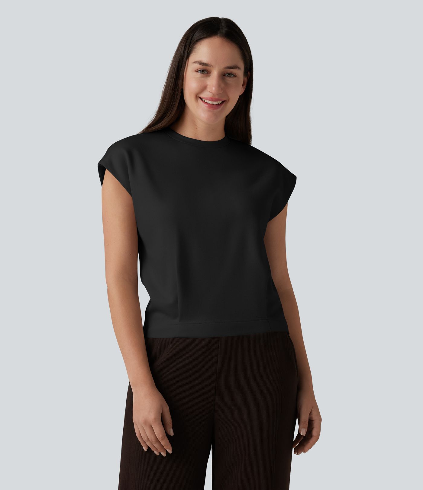 Round Neck Cap Sleeve Casual T-Shirt