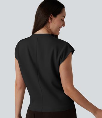 Round Neck Cap Sleeve Casual T-Shirt
