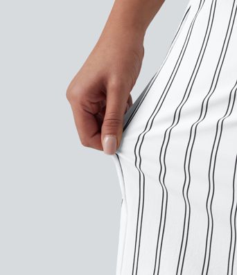 Short de tennis rayé taille haute avec poches