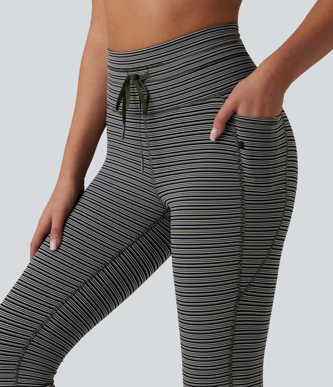 Halara UltraSculpt™ Jacquard Stripe High Waisted Drawstring Yoga Leggings with Pockets