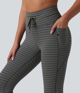 Halara UltraSculpt™ Jacquard Stripe High Waisted Drawstring Yoga Leggings with Pockets