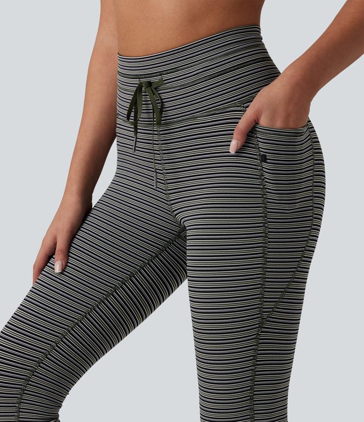 Halara UltraSculpt™ Jacquard Stripe High Waisted Drawstring Yoga Leggings with Pockets