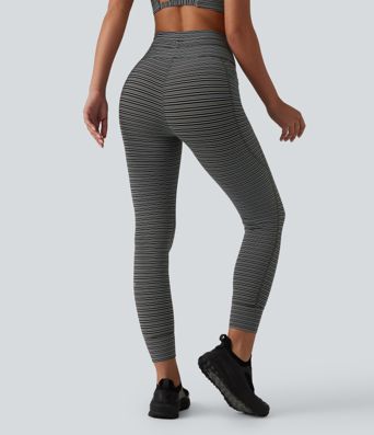 Halara UltraSculpt™ Jacquard Stripe High Waisted Drawstring Yoga Leggings with Pockets