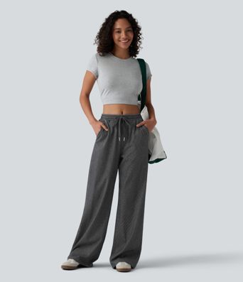 Halara Flex™ Low Rise Drawstring Wide Leg Sparkle Casual Sweatpants Jeans with Pockets