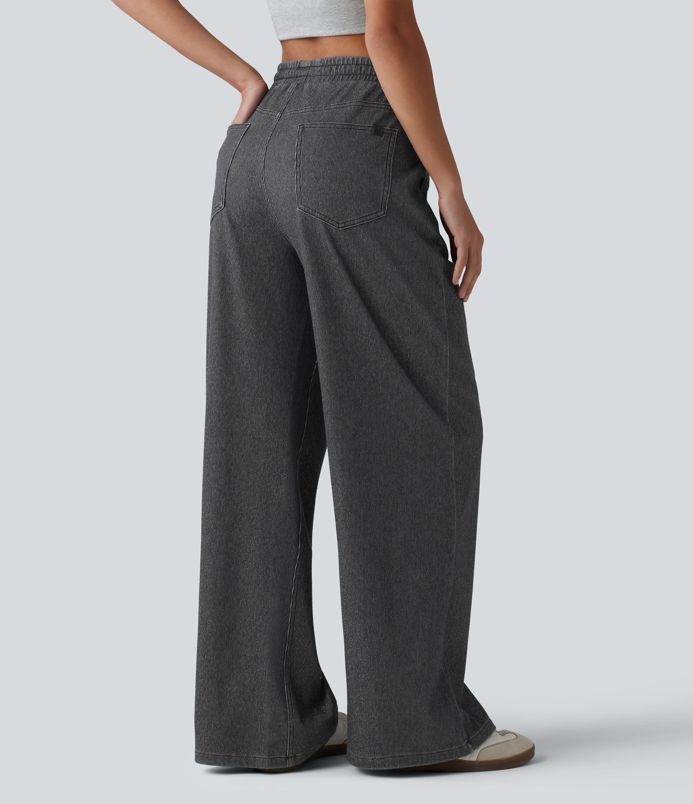 Halara Flex™ Low Rise Drawstring Wide Leg Sparkle Casual Sweatpants Jeans with Pockets