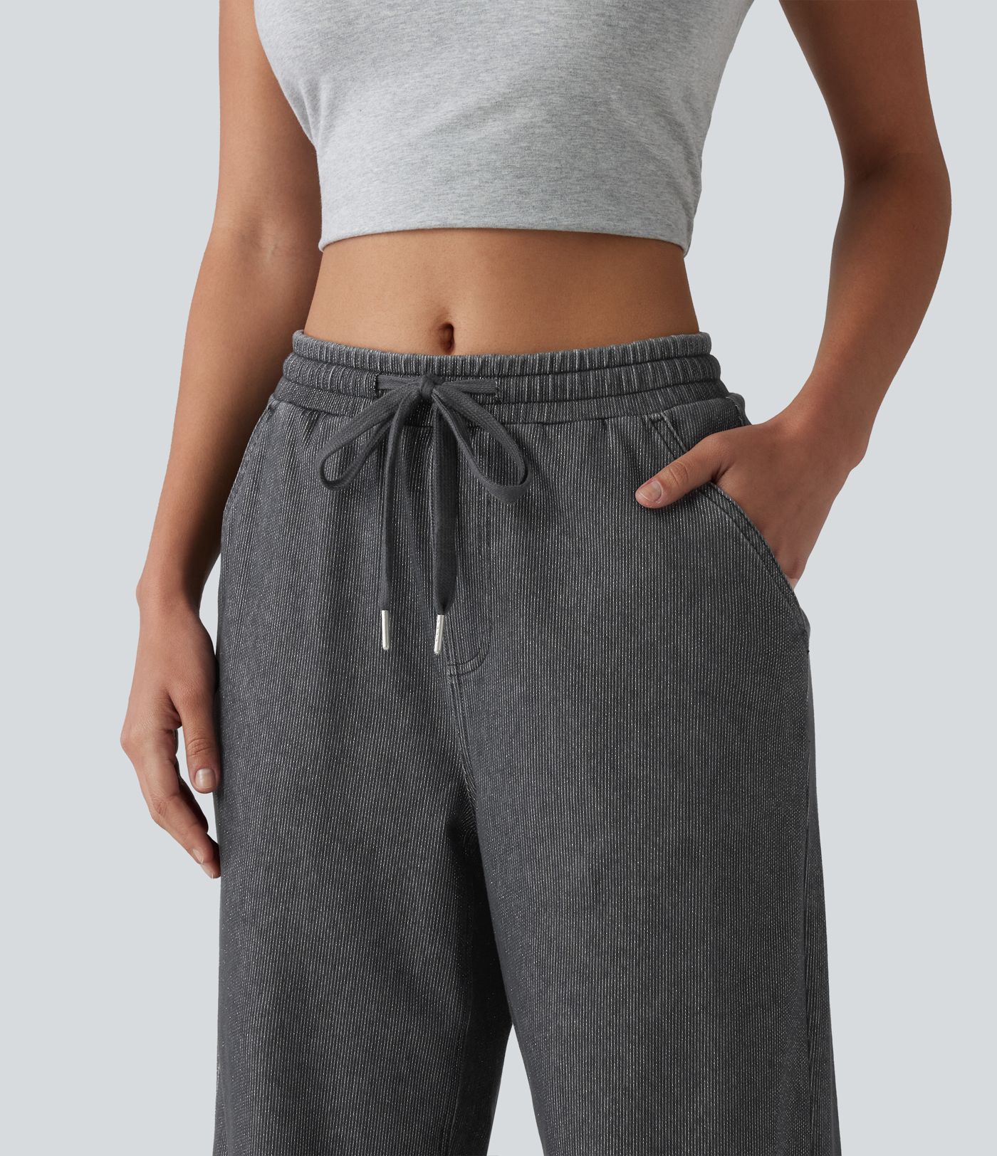 Halara Flex™ Low Rise Drawstring Wide Leg Sparkle Casual Sweatpants Jeans with Pockets