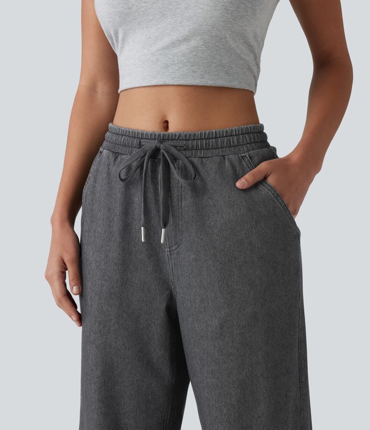 Halara Flex™ Low Rise Drawstring Wide Leg Sparkle Casual Sweatpants Jeans with Pockets