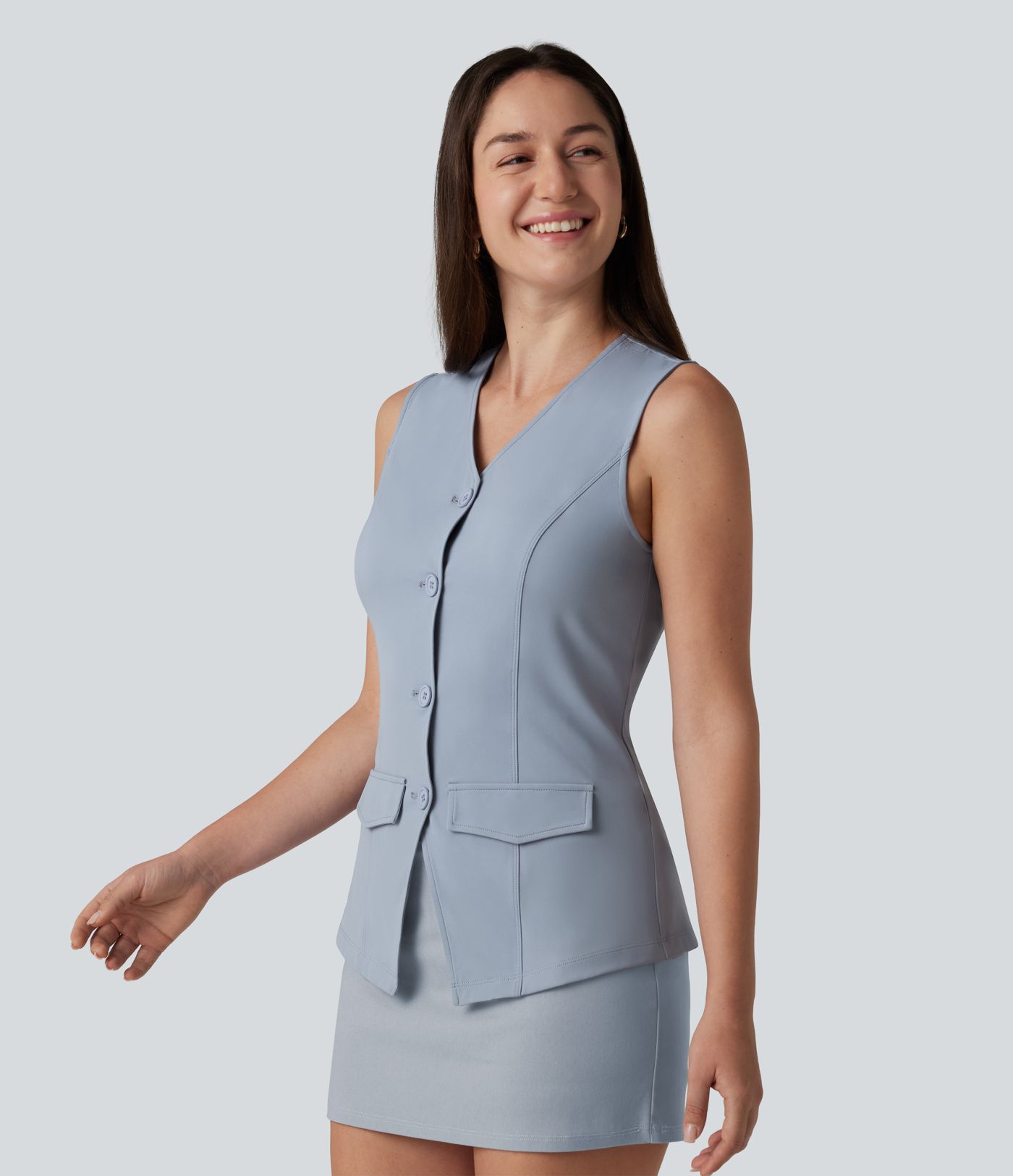 Gilet décontracté SoftlyZero™ Airy à col V et toucher frais