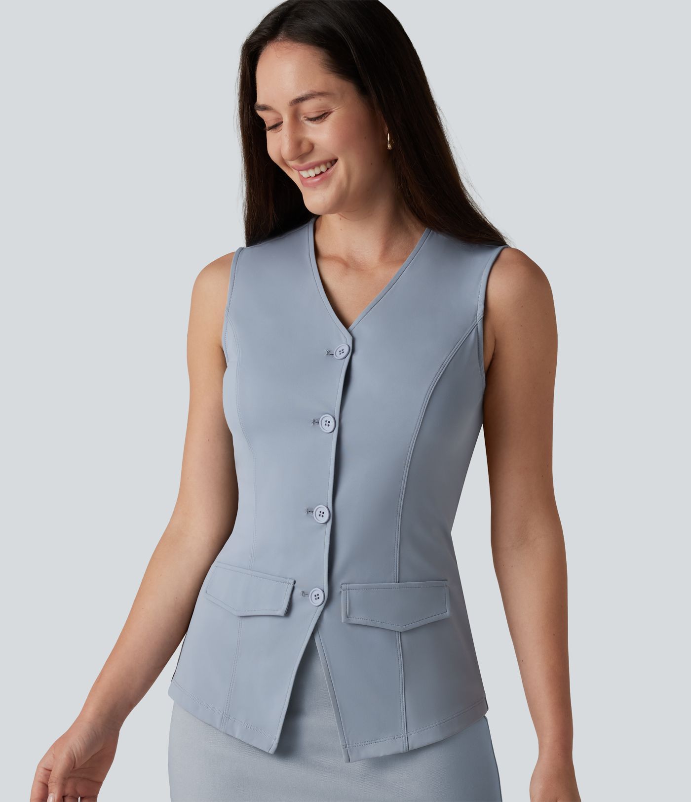 Gilet décontracté SoftlyZero™ Airy à col V et toucher frais