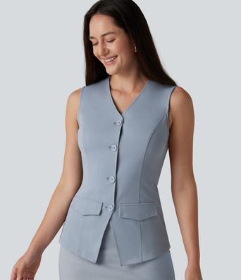 Gilet décontracté SoftlyZero™ Airy à col V et toucher frais