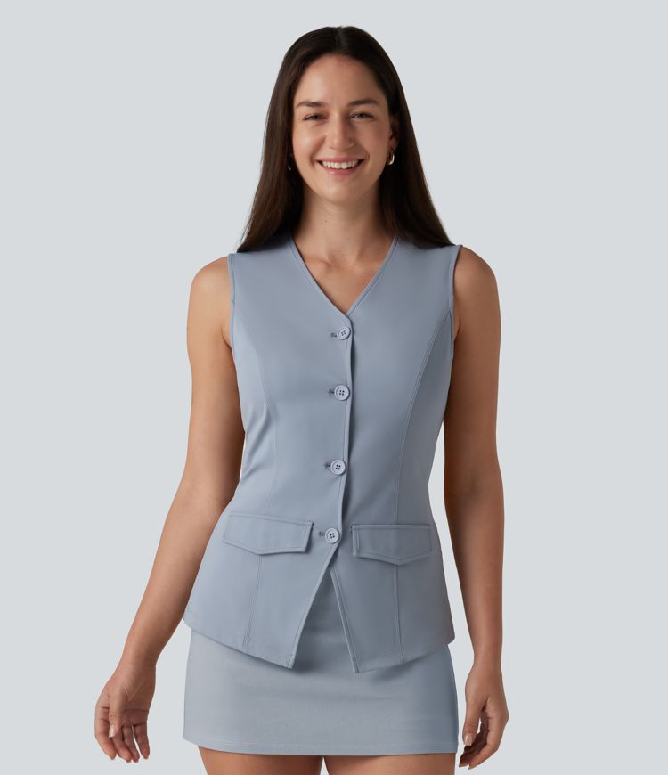 Gilet décontracté SoftlyZero™ Airy à col V et toucher frais
