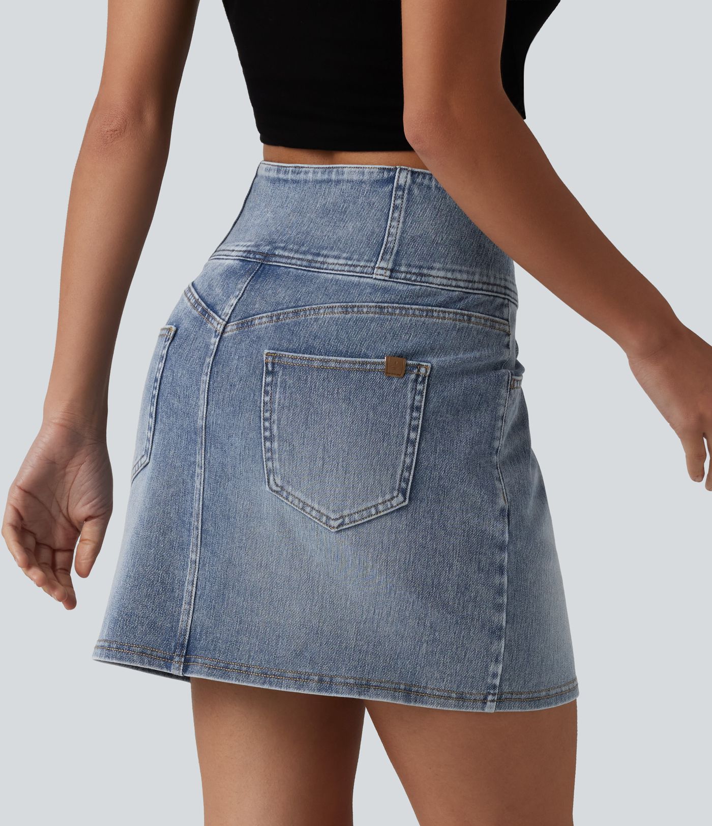 Halara Flex™ Jupe mini décontractée en jean taille haute avec poches