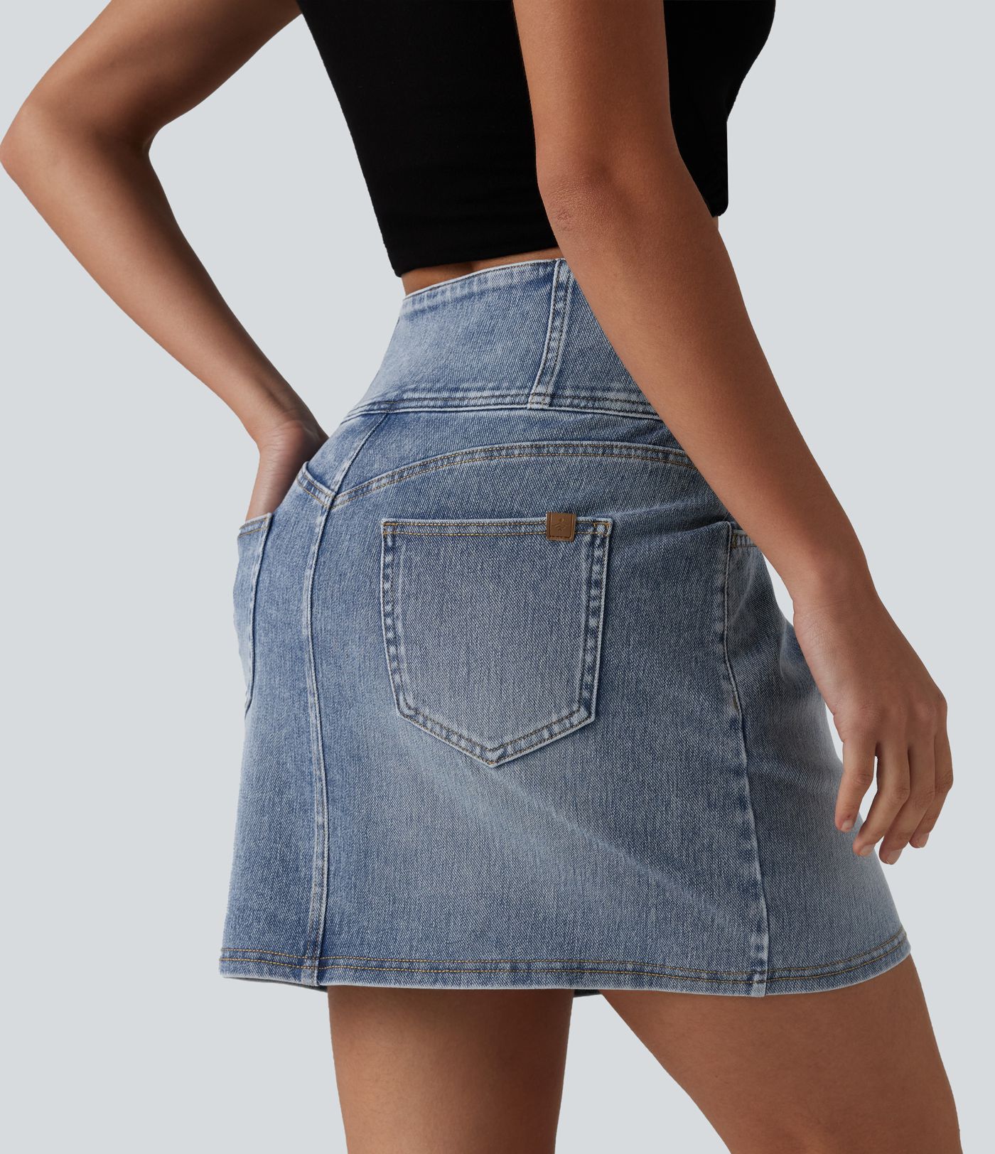 Halara Flex™ Jupe mini décontractée en jean taille haute avec poches