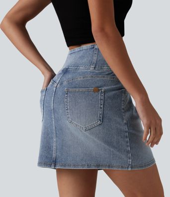 Halara Flex™ Jupe mini décontractée en jean taille haute avec poches