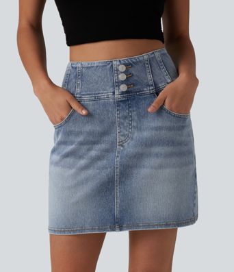 Halara Flex™ Jupe mini décontractée en jean taille haute avec poches